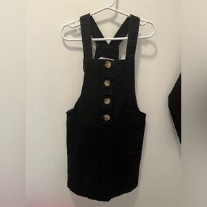 Black denim overall dress
